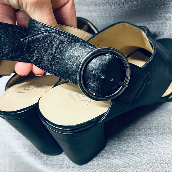 Franco Sarto Black Leather Block Heels Size 9 - Picture 7 of 7